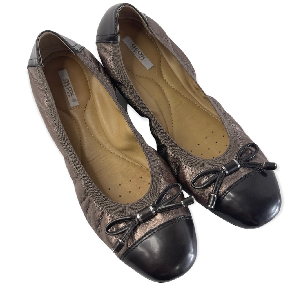 Geox Women Slip On Cap Toe Ballet Flats Lola Leather Size 37
